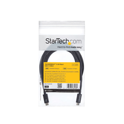 Startech 2M T/Bolt3 Cable, 20Gbps,100W Pd, Black, 2Yr
