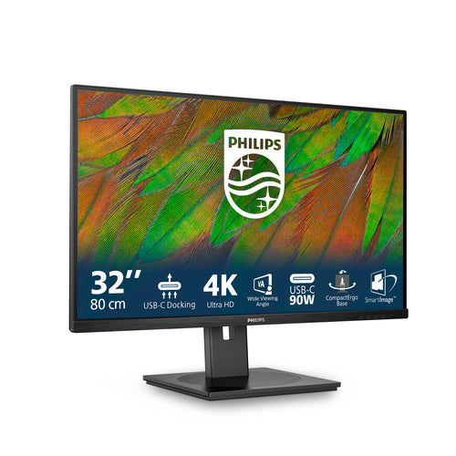 Philips 32" (16:9) Monitor, Uhd Ips, Hdmi(2), Dp, Usb(5), Usb-C, Lan, H/ Adj, 4Yr