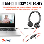 HP Poly Blackwire 3325 Uc, Stereo , Corded Usb-C Headset, 3.5Mm Inc Usb-A Adaptor