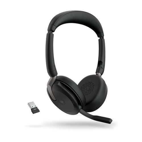 Jabra Wireless Evolve2 65 Flex Ms Stereo Bt Headset W/Charging Stand + Link390A, Usb-A