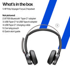 HP Poly Voyager Focus 2 Uc Stereo Headset Anc Bt700 Usb-C Dongle Pc/Mob Incl Usb-A Adaptor