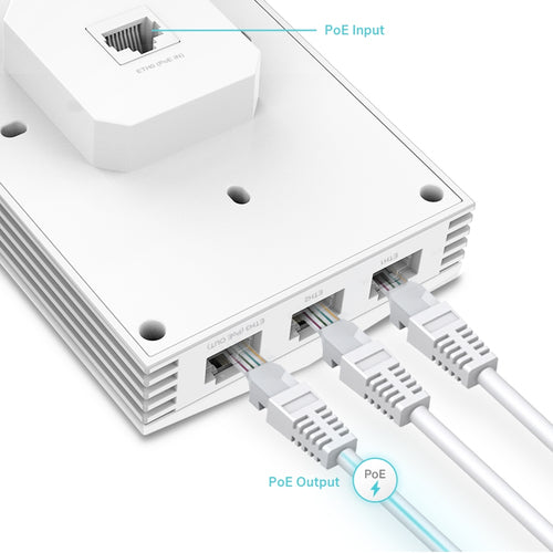 Tp-Link Omada Ax3000 Wi-Fi 6 Dual-Band Wall Plate Access Point, Gbe(4), Poe(1), 5Yr