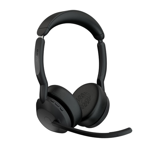 Jabra Wireless Evolve2 55 Uc Stereo Bluetooth Anc Headset W/Charging Stand+Link390C,Usb-C