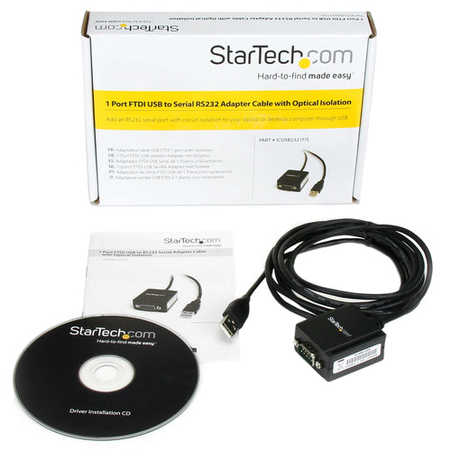 Startech 1 Port Ftdi USB To Serial Rs232 Adapter Cable Isolation 2Yr