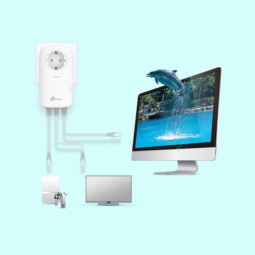 Tp-Link Av1300 Gigabit Passthrough Powerline Starter Kit, Gbe(3), 22 Mimo, 3Yr