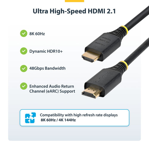 Startech 5M (16.4Ft) Certified Ultra High Speed HDMI 2.1 Cable, 8K, Ltw