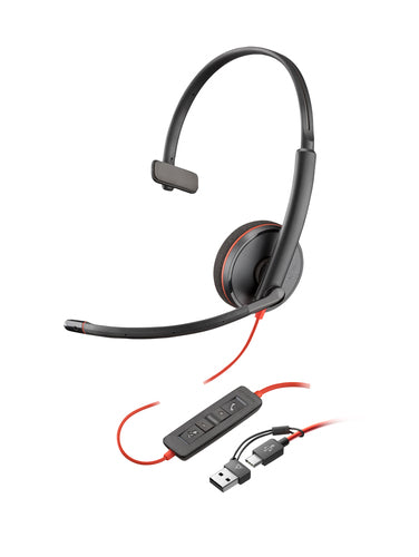 HP Poly Blackwire 3220 Uc Ste Reo Usb-C Corded Headset Usb-C/A Adaptor