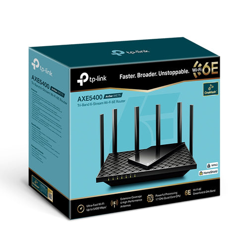 Tp-Link Archer Axe5400 Wi-Fi 6E Tri-Band Gigabit Router Gbe Wan(1), Lan(4), 3Yr