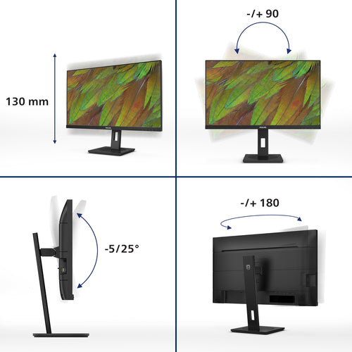 Philips 27" (16:9) Monitor, Uhd Ips, Hdmi(2), Dp, Usb(4), Usb-C, Lan, H/ Adj, Spk 4Yr