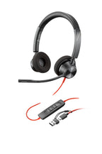 HP Poly Blackwire 3320, Uc, Stereo Usb-C Corded Headset, Including Usb-A Adaptor