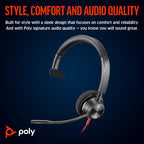 HP Poly Blackwire 3310, Uc, Mono Usb-C Corded Headset, Including Usb-A Adaptor