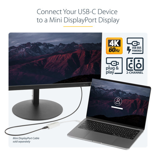 Startech Usb-C (T/Bolt3) To Mdp Adapter, White, 3Yr