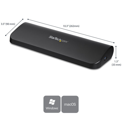 Startech USB 3.0 Dock, Dual Display, Hdmi, Dvi, Vga, Usb(3), Rj45, 3Yr