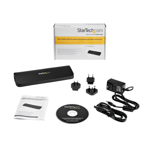 Startech USB 3.0 Dock, Dual Display, Hdmi, Dvi, Vga, Usb(3), Rj45, 3Yr