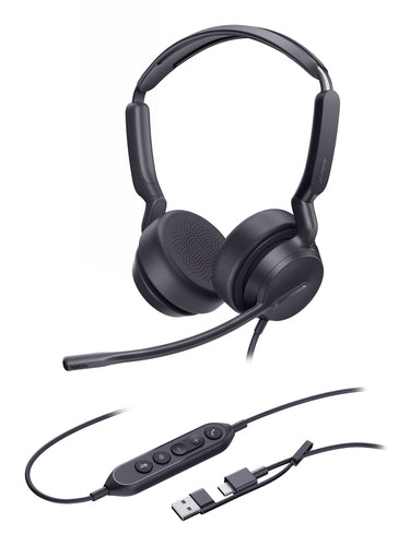 Yealink Wired (Uh42) Uc Stereoheadset,Leather Cushions,Noisecancelling Mic,C To A Adapter