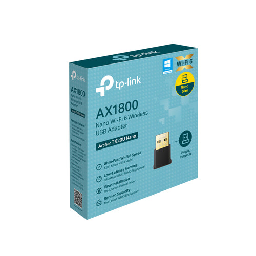 Tp-Link Archer Ax1800 Nano Wi-Fi 6 Dual-Band USB Adapter, 3Yr