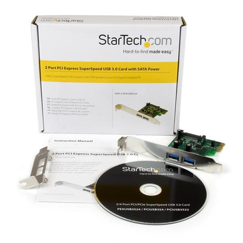 Startech 2 Port Usb-A (3.0) Pcie Card With Uasp, Std Profile, 2Yr