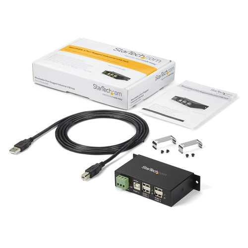 Startech 4 Port Usb2.0 Hub, Industrial, Metal, Esd Protection, Mount, 2Yr