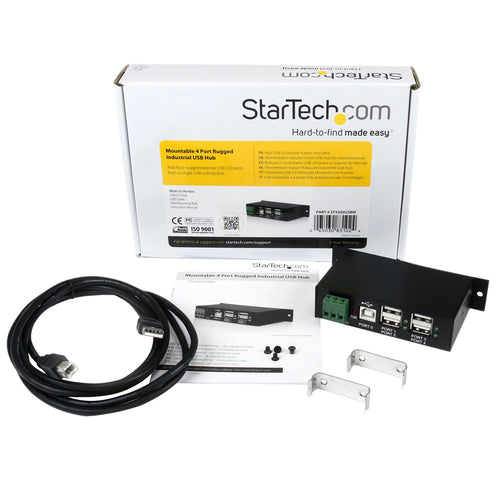 Startech 4 Port Usb2.0 Hub, Industrial, Metal, Esd Protection, Mount, 2Yr