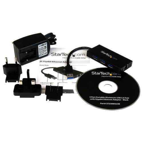 Startech 3 Port USB 3.0 Hub, W/ Gbe, Portable 2Yr