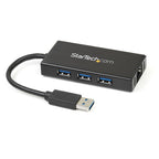 StarTech 3 Port USB 3.0 Hub, W/ GbE, Portable 2Yr