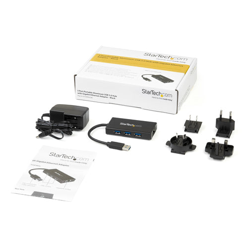 Startech 3 Port USB 3.0 Hub, W/ Gbe, Portable 2Yr