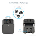 Startech Dual Port USB Wall Charger 17W/3.4A Travel Charger 110V/220V 2Yr