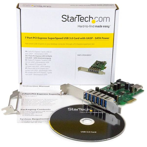 Startech 7 Port Pcie USB 3.0 Card, Sata Power Required, Uasp, 2Yr