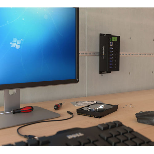 Startech 7 Port USB 3.0 Hub, Industrial, Metal, Esd & Surge Protection, Mount, 2Yr