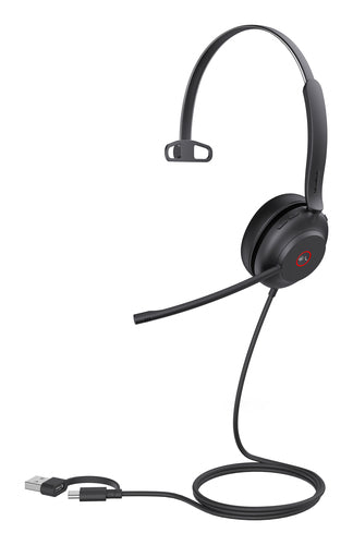Yealink Wired (Uh37) Ms Mono Headset,Noise Cancelling Mic,Leather Cushion,C C/A Adaptor