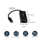 Startech Usb-C 3.0 To Gbe Adapter, Tb3 Compatible, 20Cm, Black, 2Yr