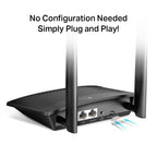 Tp-Link 300Mbps Wireless N 4G Lte Router, Sim Slot, Lan(1), Wan(1), 3Yr