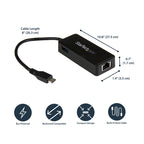 Startech Usb-C To Gbe Adapter, USB 3.0(1), Tb3 Compatible, Black, 2Yr