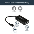 Startech Usb-C To Gbe Adapter, USB 3.0(1), Tb3 Compatible, Black, 2Yr