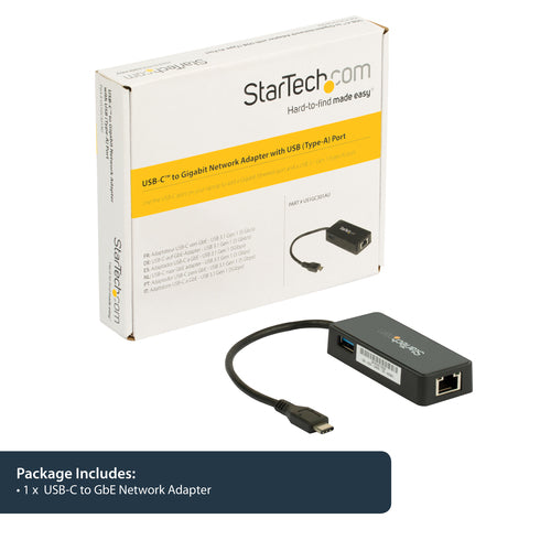 Startech Usb-C To Gbe Adapter, USB 3.0(1), Tb3 Compatible, Black, 2Yr