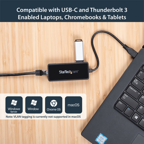 Startech Usb-C To Gbe Adapter, USB 3.0(1), Tb3 Compatible, Black, 2Yr