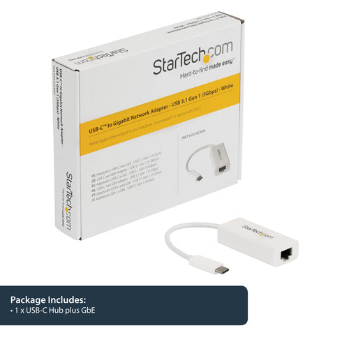Startech Usb-C 3.0 To Gbe Adapter, Tb3 Compatible, White, 2Yr