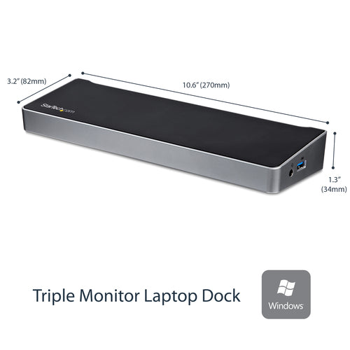 Startech USB 3.0 4K Dock, Triple Display, Dp(2), Hdmi, Usb(5), Rj45, Lock, 3Yr