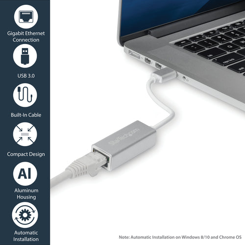 Startech USB 3.0 To Gbe Adapter, Aluminum, Silver, 2Yr