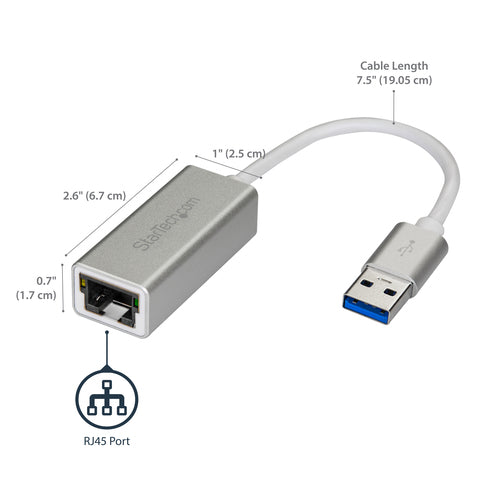Startech USB 3.0 To Gbe Adapter, Aluminum, Silver, 2Yr