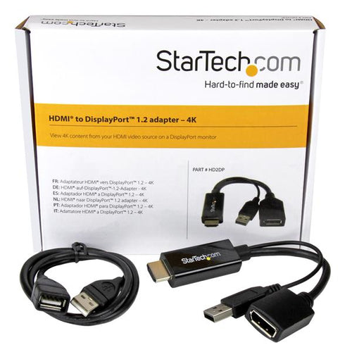 Startech HDMI To Dp Adapter, 4K, USB Power, 2Yr