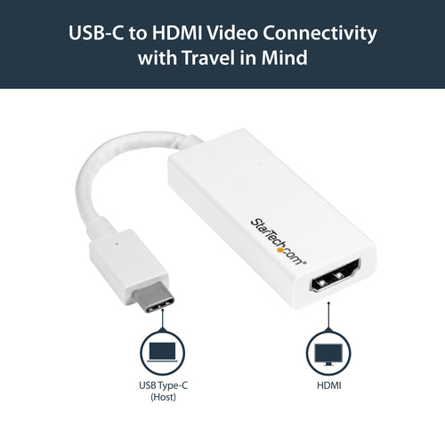 Startech Usb-C (T/Bolt3) To HDMI Adapter, 4K, White, 3Yr