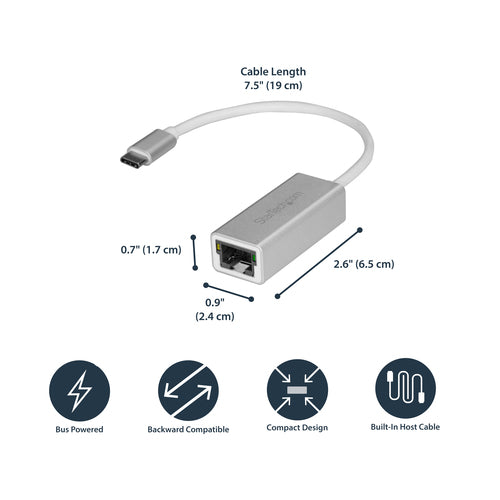 Startech Usb-C To Gbe Adapter USB 3.0 Network Nic Aluminum 2Yr
