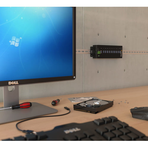 Startech 10 Port USB 3.0 Hub, Industrial, Metal, Esd & Surge Protection, Mount, 2Yr