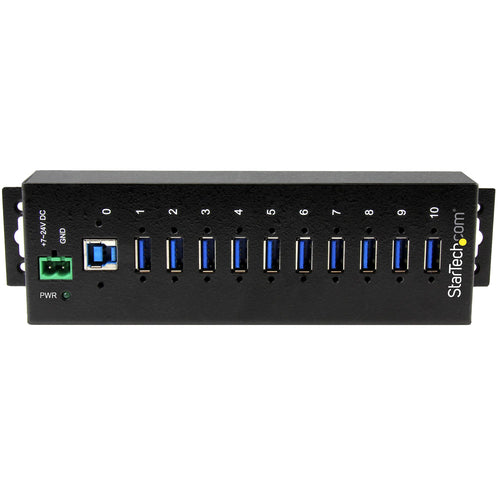 Startech 10 Port USB 3.0 Hub, Industrial, Metal, Esd & Surge Protection, Mount, 2Yr