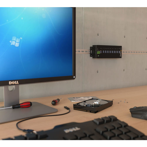 Startech 10 Port USB 3.0 Hub, Industrial, Metal, Esd & Surge Protection, Mount, 2Yr