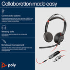 HP Poly Blackwire C5220 Uc Stereo Usb-C Corded Headset, 3.5Mm Inc Usb-A Adaptor