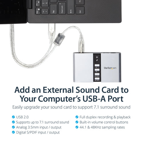 Startech 7.1 USB Audio Adapter Sound Card With Spdif Digital Audio 2Yr