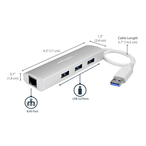 Startech 3 Port USB 3.0 Hub, Portable, 2Yr