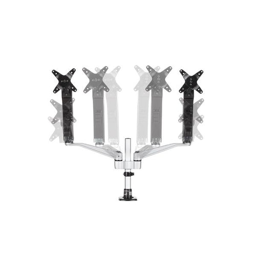Startech Dual Monitor Desk Mount <30", <24" (Stacked), <9Kg, Full Motion, Silver, Vesa, 10